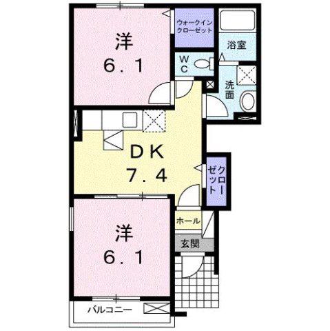 メルヘンライツ(2DK/1階)の間取り写真