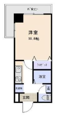 伊予鉄道環状線 平和通1丁目駅 徒歩2分 12階建 築28年(1K/12階)の間取り写真