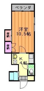 三宝マンション(1K/4階)の間取り写真