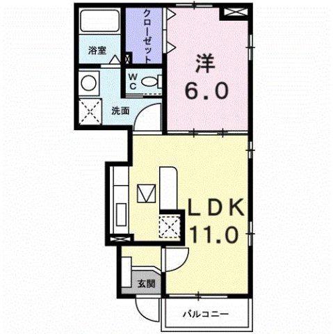 ウインド・ヒルⅡ(1LDK/1階)の間取り写真