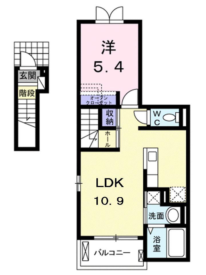 メルローズ(1LDK/2階)の間取り写真