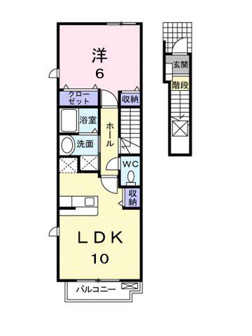 アドラブール(1LDK/2階)の間取り写真
