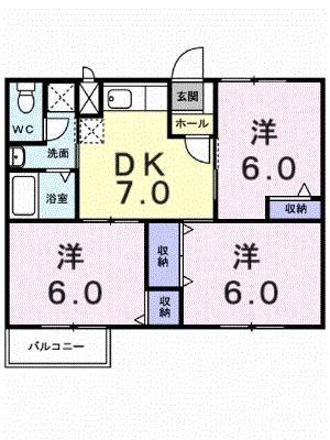 シャルマン北川毛B(3DK/2階)の間取り写真