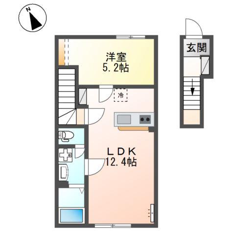 アジュール(1LDK/2階)の間取り写真
