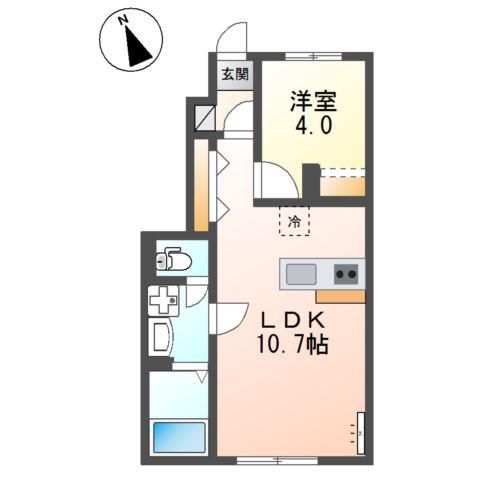 アジュール(1LDK/1階)の間取り写真
