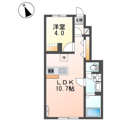 アジュール(1LDK/1階)の間取り写真