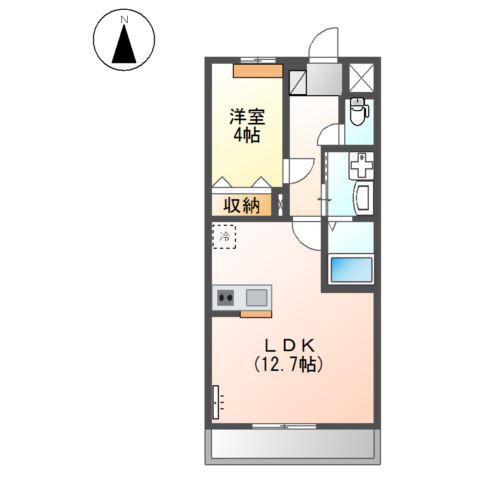 シェルルコート(1LDK/1階)の間取り写真