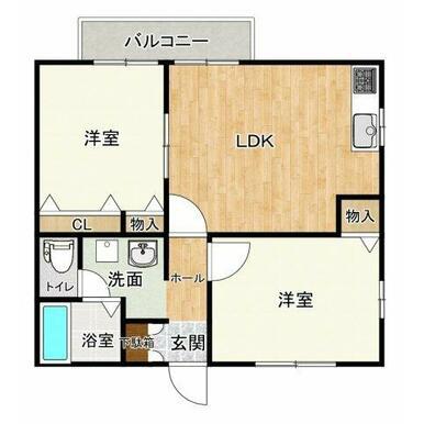 ディアスK2(2DK/2階)の間取り写真