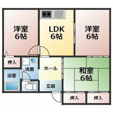 ディアス播磨台(3DK/2階)の間取り写真