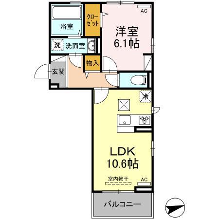 ルーチェ道後(1LDK/1階)の間取り写真