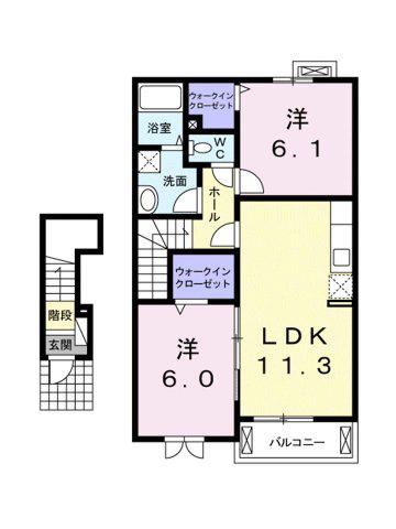 プリマステラⅡ(2LDK/2階)の間取り写真