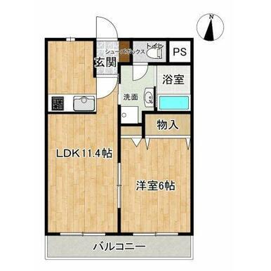 アメニティサイキ3(1LDK/1階)の間取り写真