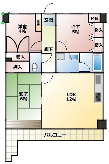 ライオンズマンション味酒町(3LDK/7階)の間取り写真