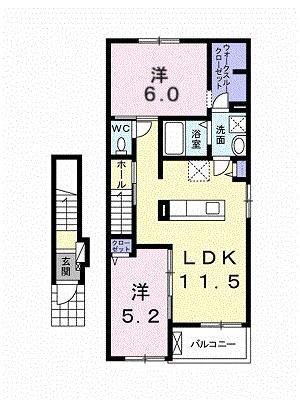 レジデンスT・IYO・Ⅱ(2LDK/2階)の間取り写真