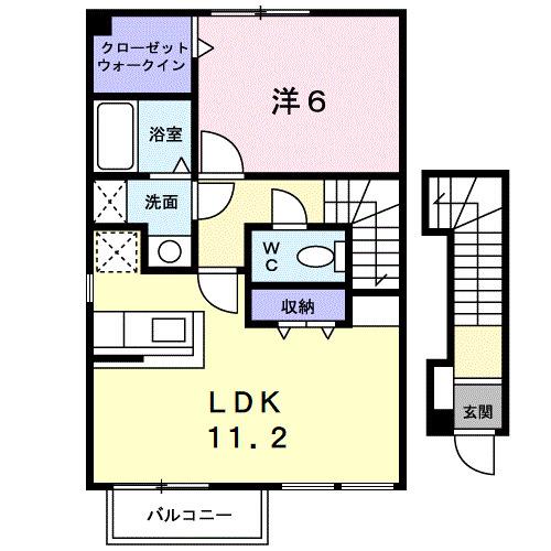 ウィッシュ1(1LDK/2階)の間取り写真