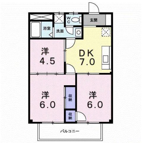 シティハイツ崎山(3DK/2階)の間取り写真
