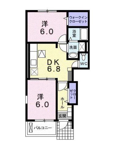 アルクトルースB(2DK/1階)の間取り写真