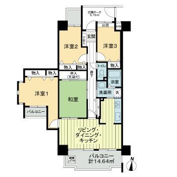 サーパス空港通(4LDK/9階)の間取り写真