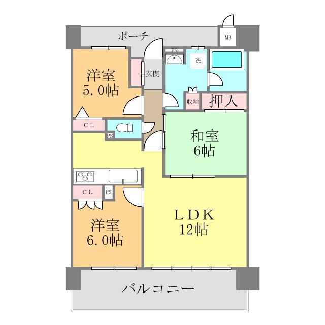 アルファステイツ宮西(3LDK/4階)の間取り写真