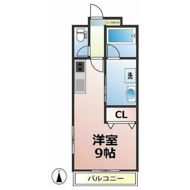ALLURE愛大医学部前(ワンルーム/2階)の間取り写真