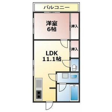 アカデミア横河原駅前(1LDK/3階)の間取り写真