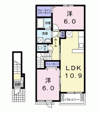 ミルト・アハト(2LDK/2階)の間取り写真