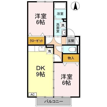 セジュールSKⅢ(2DK/2階)の間取り写真