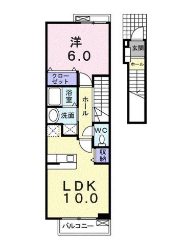 ブルームンA(1LDK/2階)の間取り写真