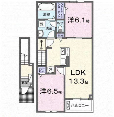 メグ・クレール A(2LDK/2階)の間取り写真