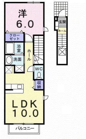 ステラプレッソA(1LDK/2階)の間取り写真