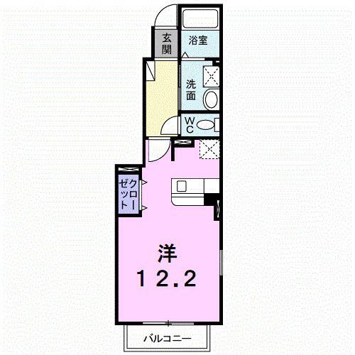 カルムサンリットAⅡ(ワンルーム/1階)の間取り写真