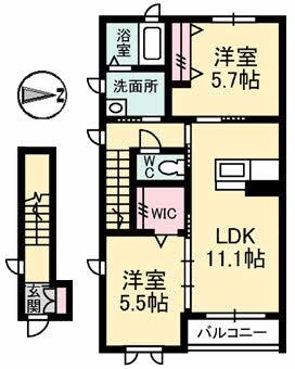 プロヌーヴ中村(2LDK/2階)の間取り写真