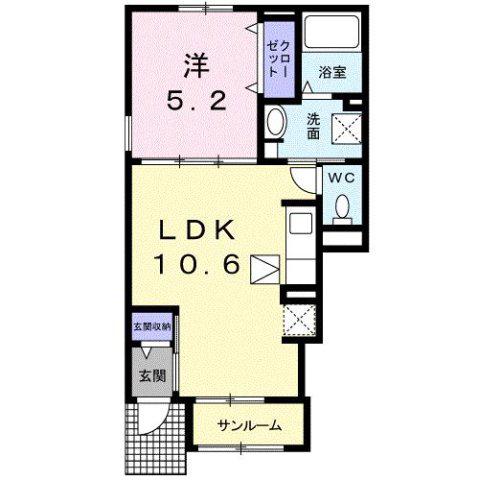 カーサ・フェリーチェ A(1LDK/1階)の間取り写真