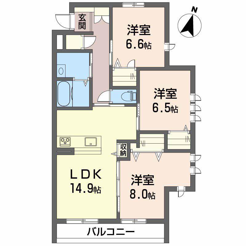 セントリビエ道後(3LDK/2階)の間取り写真