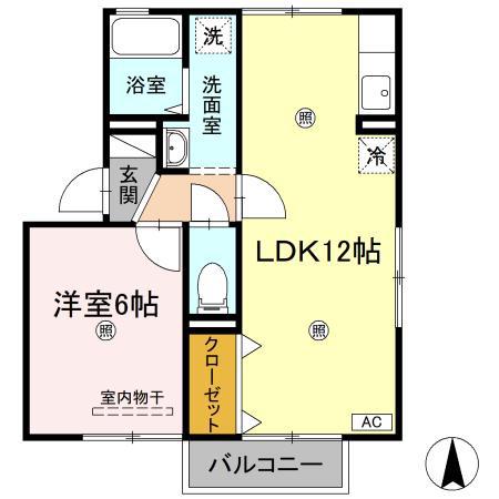 フレンドリーハイツ日野Ⅱ(1LDK/2階)の間取り写真