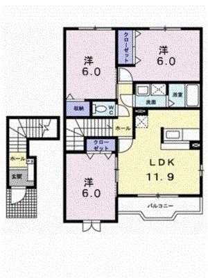 パラッツォ・S.H(3LDK/2階)の間取り写真
