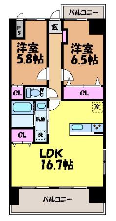 永田小坂ビル(2LDK/3階)の間取り写真