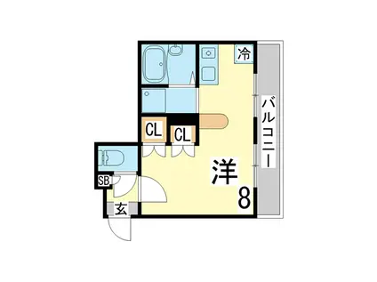 神戸市西神山手線 妙法寺駅(兵庫) 徒歩15分 4階建 築42年(1K/4階)の間取り写真