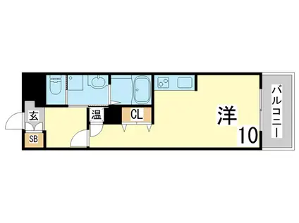 山陽本線 新長田駅 徒歩6分 12階建 築17年(ワンルーム/3階)の間取り写真