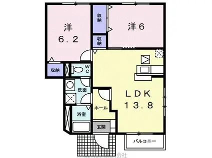 和歌山線 田井ノ瀬駅 徒歩28分 2階建 築24年(2LDK/1階)の間取り写真