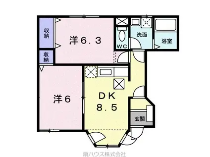 南海電鉄加太支線 八幡前駅(和歌山) 徒歩10分 2階建 築27年(2DK/1階)の間取り写真