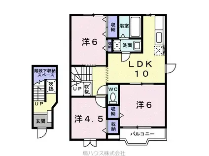 南海電鉄加太支線 八幡前駅(和歌山) 徒歩9分 2階建 築25年(3LDK/2階)の間取り写真