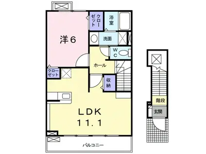 ペスカ砂山(1LDK/2階)の間取り写真