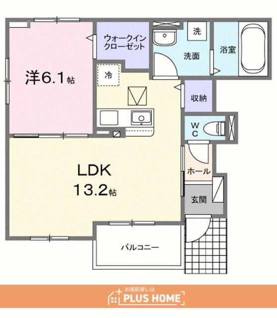 ルナ ドルチェ(1LDK/1階)の間取り写真