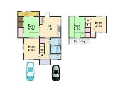南海電鉄南海本線 紀ノ川駅 徒歩21分 2階建 築51年(4DK)の間取り写真