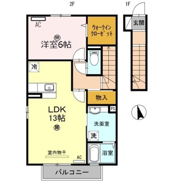 ヴィラ フロレスタ(1LDK/2階)の間取り写真