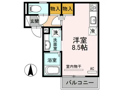 DーROOM塩屋(ワンルーム/2階)の間取り写真