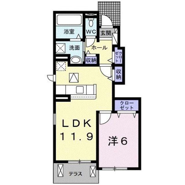 プラシド・ラウレア(1LDK/1階)の間取り写真