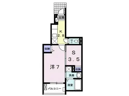 モデッサくすみーる(1SK/1階)の間取り写真