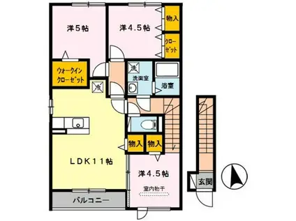 D-ROOM秋月 A棟(3LDK/2階)の間取り写真